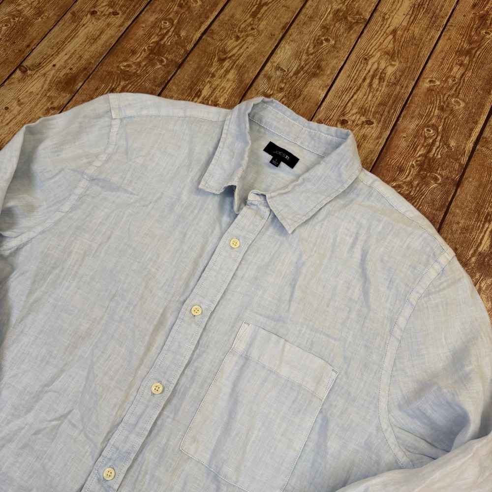Joes Jeans Poolside Button Up Shirt Mens Large Light Blue Linen Breathable